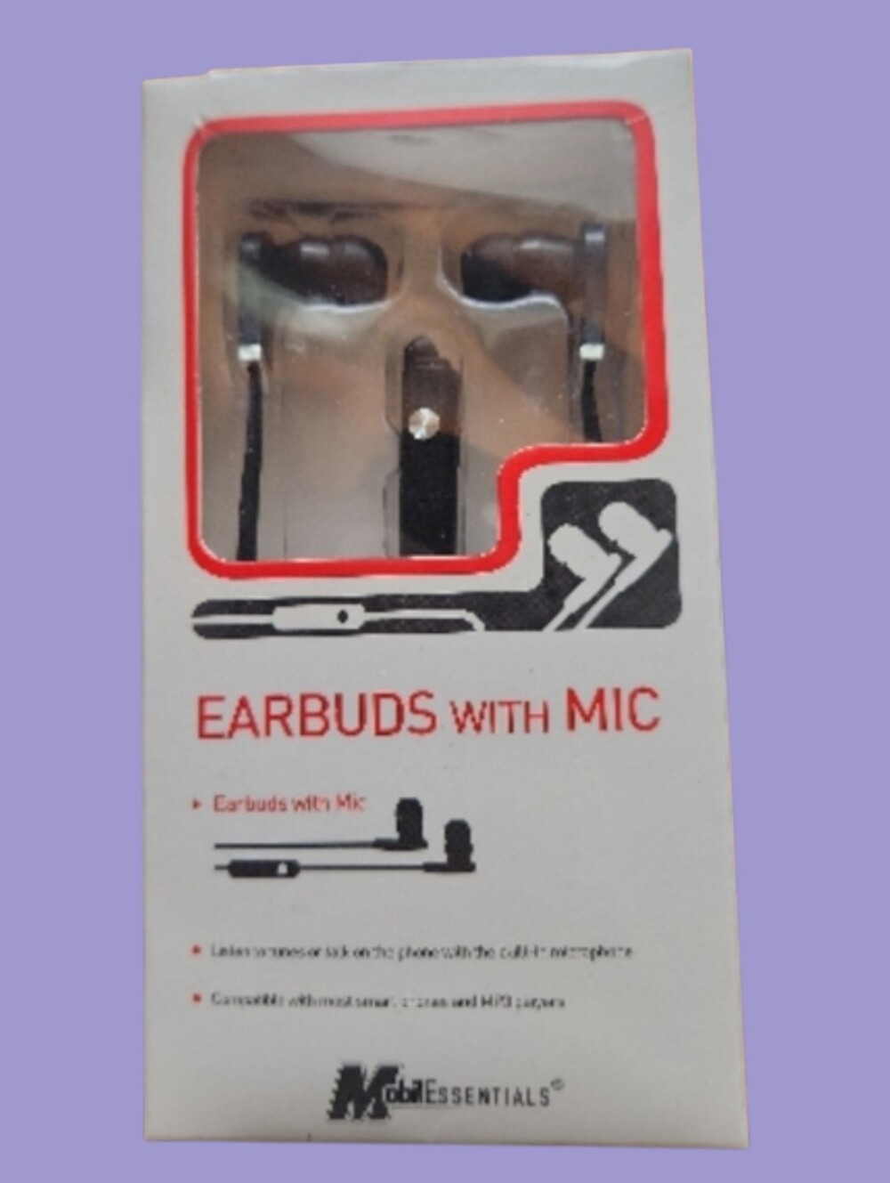 Essentials Black Wired Earbuds with Mic